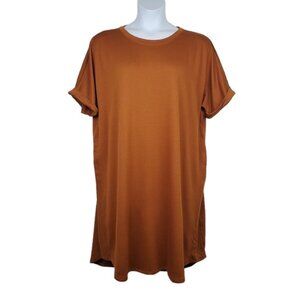Wonderly Womens Short Sleeve Brown Tan Casual Comfy Pullover Dress Size XXL NWT